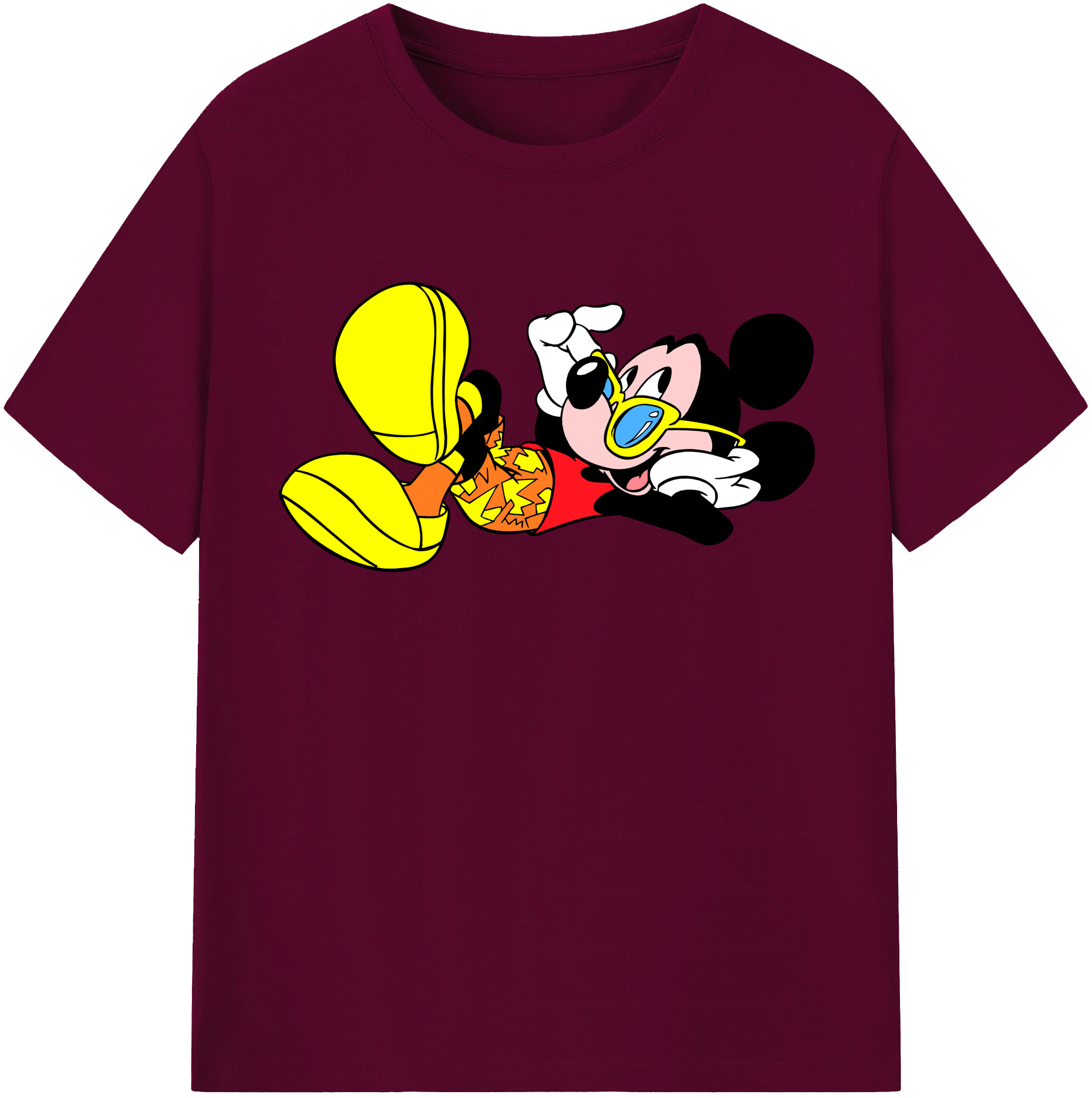 （画像用） ミッキーマウス Mickey Mouse レディースカジュアルプリントTシャツ（綿100％）